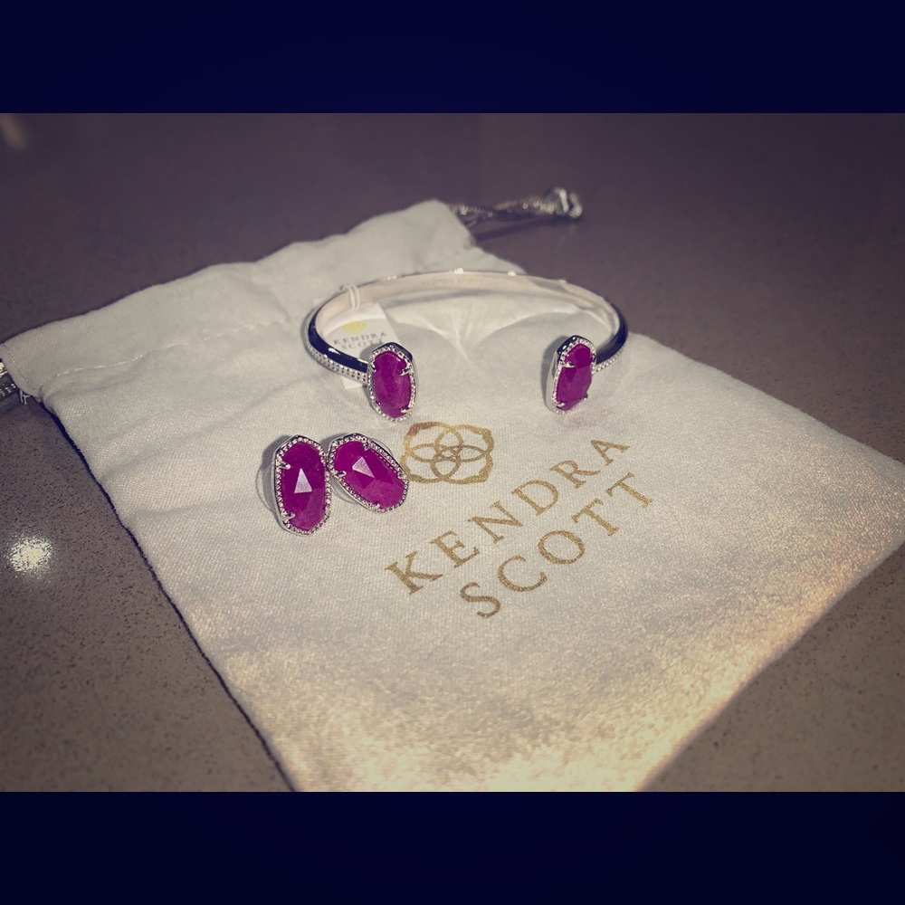 Kendra Scott Purple Jade Earrings and Bracelet